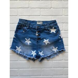 True Gypsy Star Print Light Wash Denim Cut Off Shorts- sz 7 juniors